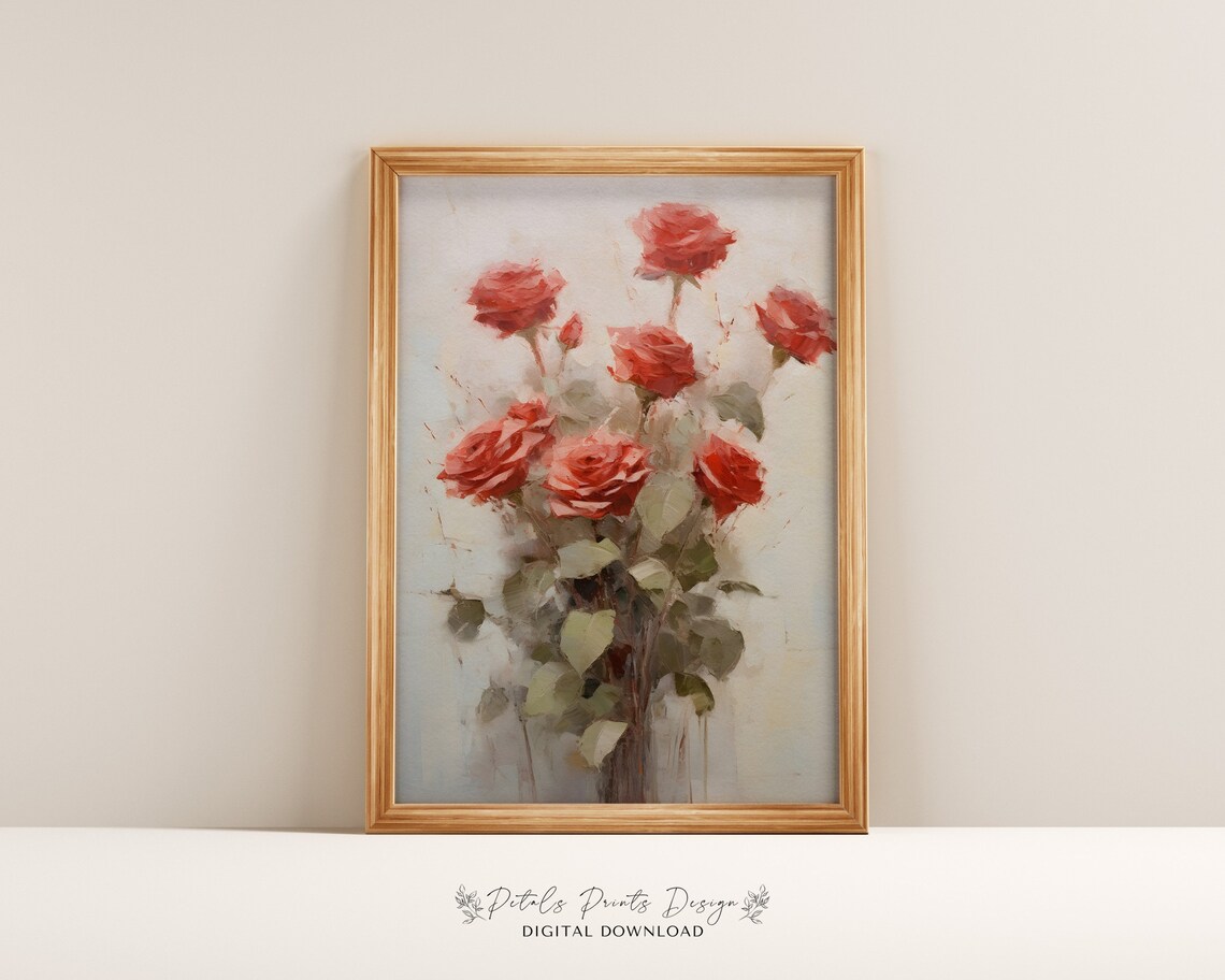 Valentine Red Pink Roses Watercolor Art Print