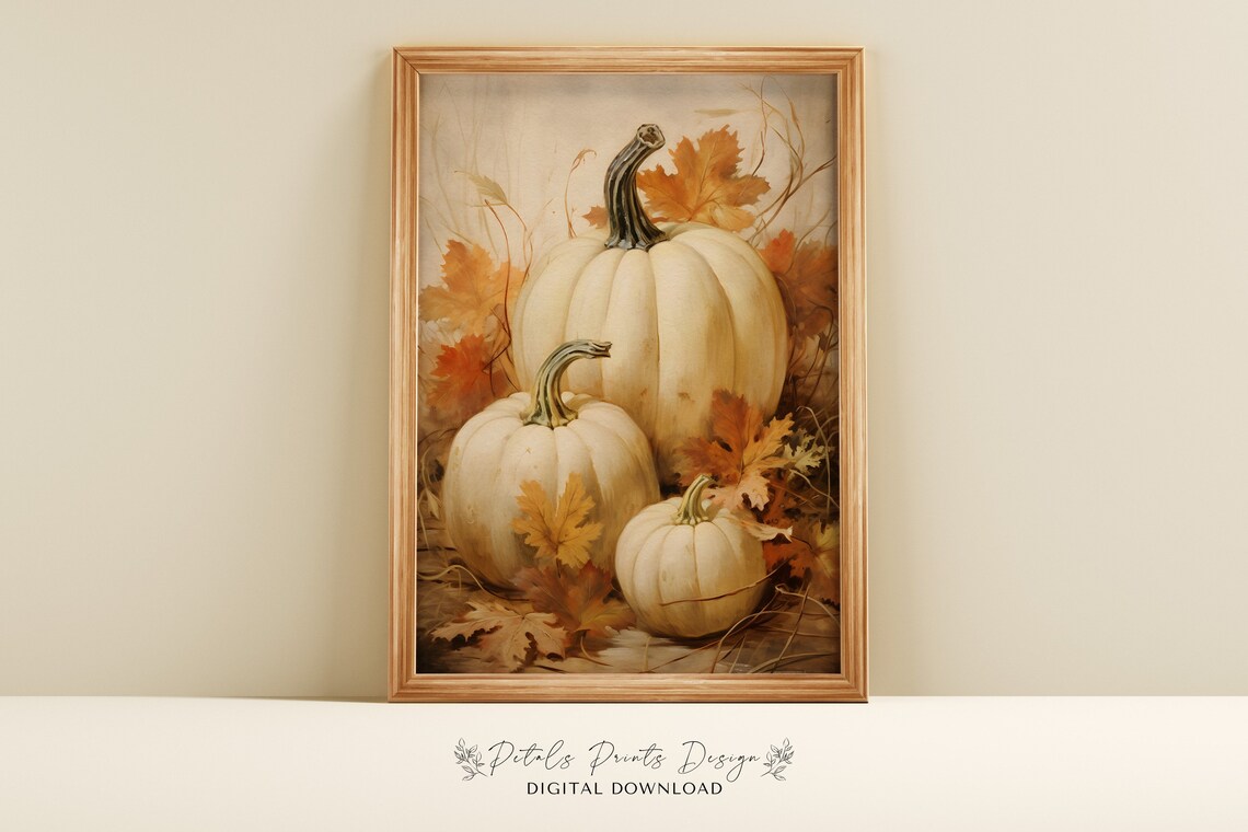 Pumpkin Still Life Vintage Autumn Wall Print