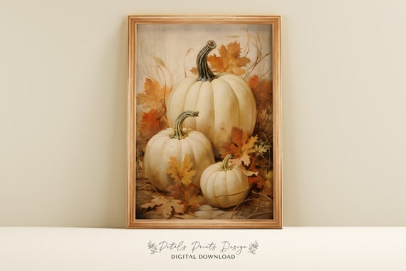 Pumpkin Still Life Vintage Autumn Wall Print