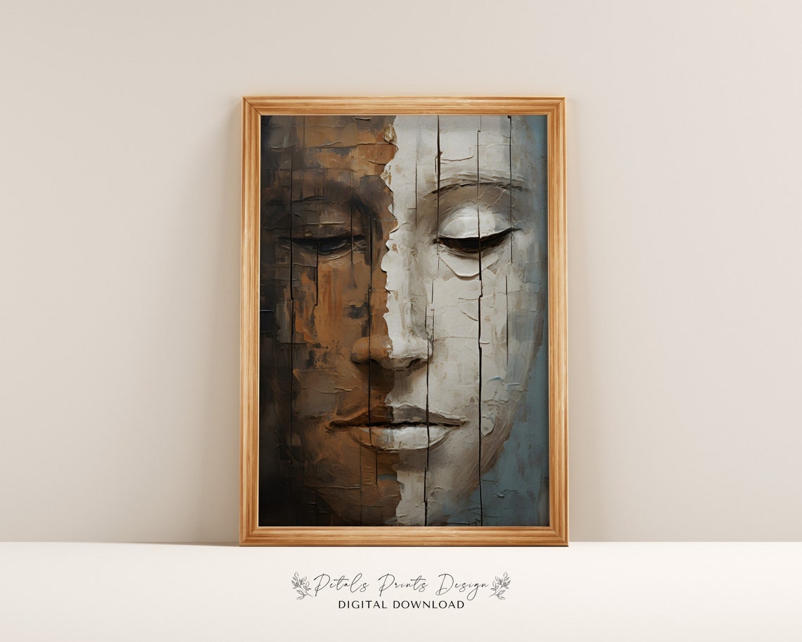 Abstract Weathered Face Plank Texture Dramatic Neutral Art Poster