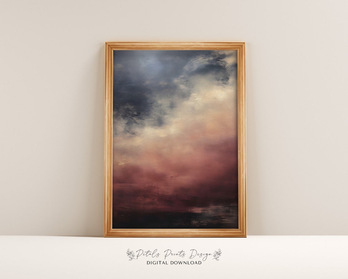 Moody Pink Gray Storm Clouds Abstract Sky Landscape Art Poster