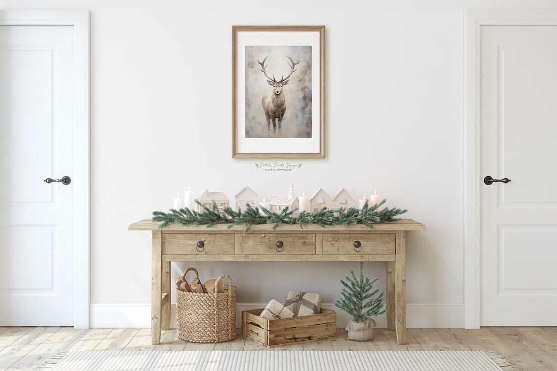 Rudolph Still Life Christmas Art Print, Vintage Rustic - Image 2
