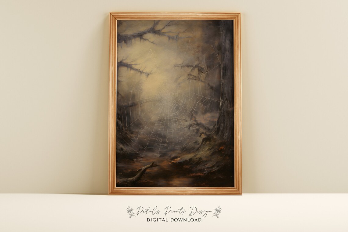 Halloween Webbing Rustic Vintage Art Print