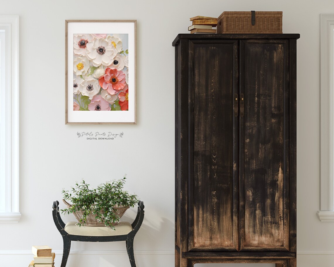 Vintage Floral Spring Art Print, Rustic Neutral - Image 2