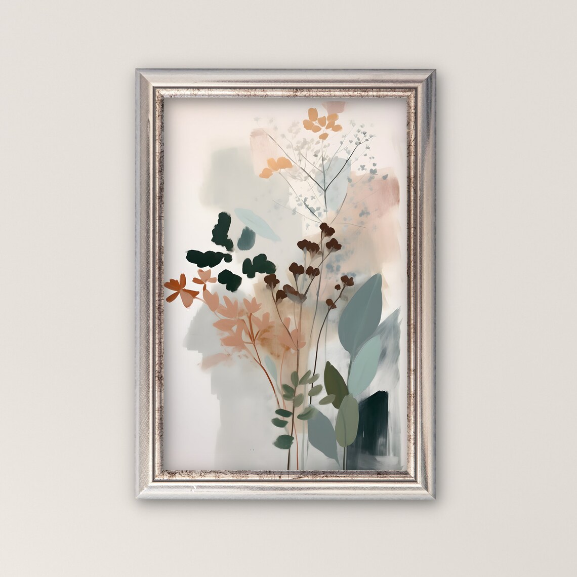 Abstract Botanical Art Print Modern Neutral Tones