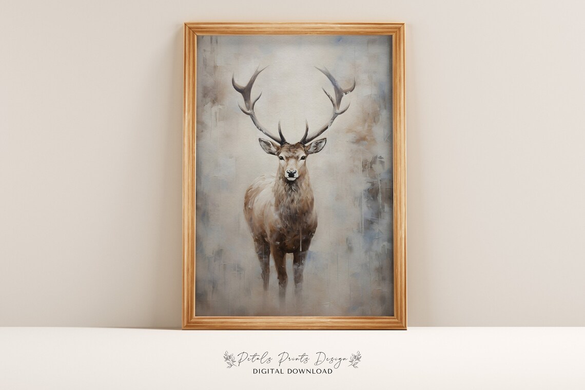 Rudolph Still Life Christmas Art Print, Vintage Rustic