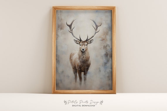 Rudolph Still Life Christmas Art Print, Vintage Rustic