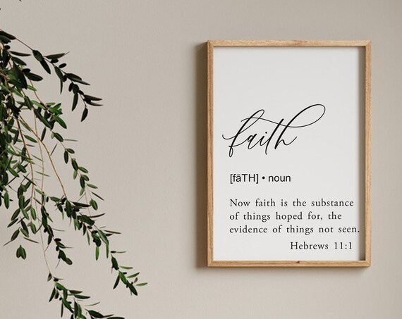 Faith Definition Hebrews 11:1 Scripture Dictionary Style Wall Art