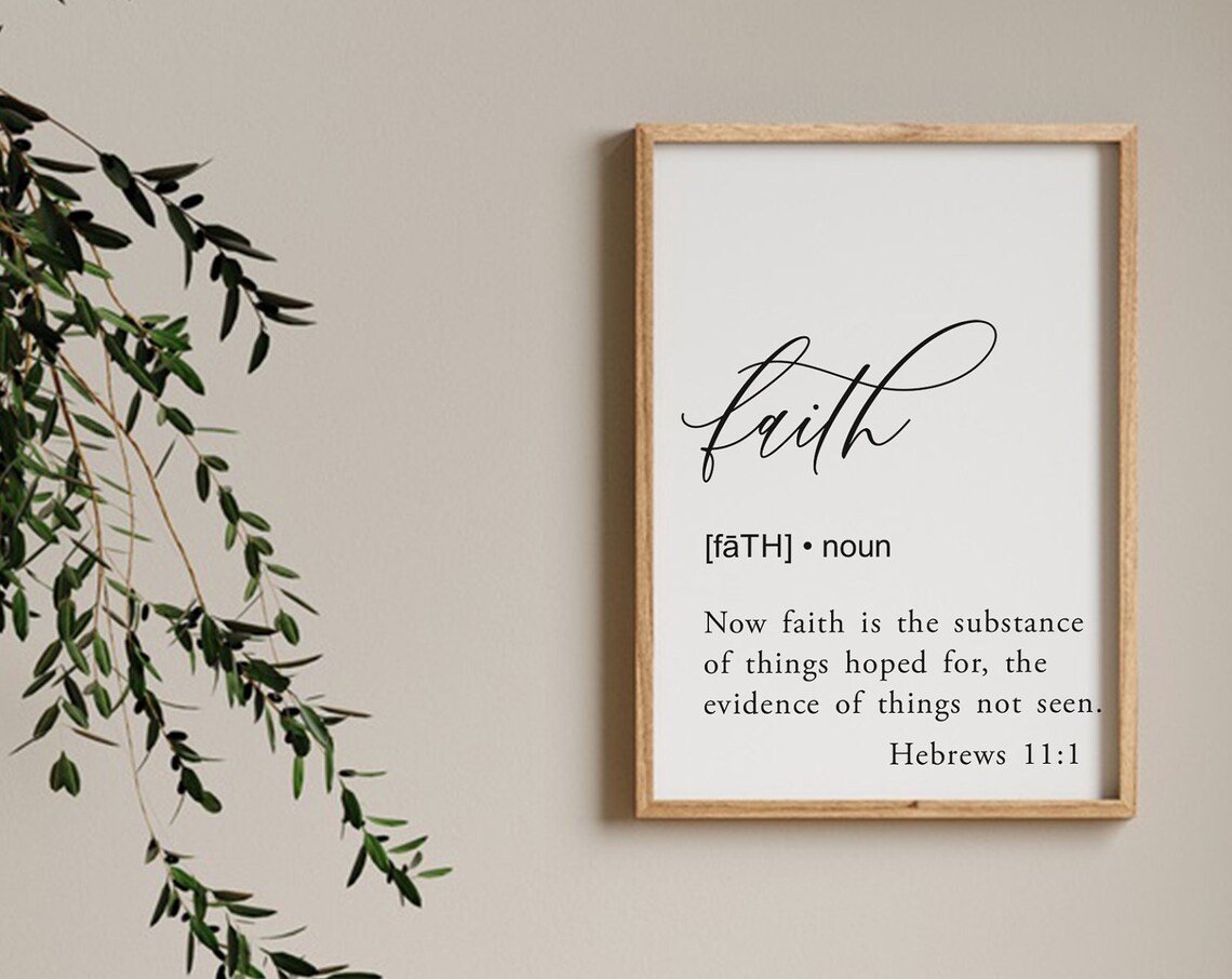 Faith Definition Hebrews 11:1 Scripture Dictionary Style Wall Art