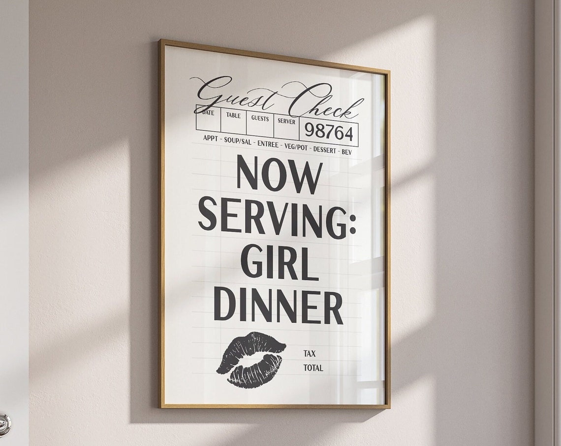 Girl Dinner Guest Check Restaurant Receipt Funny Kitchen Poster - Image 2