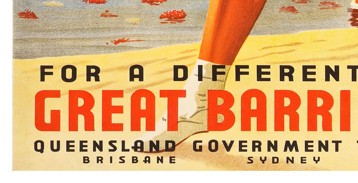 Great Barrier Reef Vintage Beach Holiday Queensland Australia Poster - Image 2