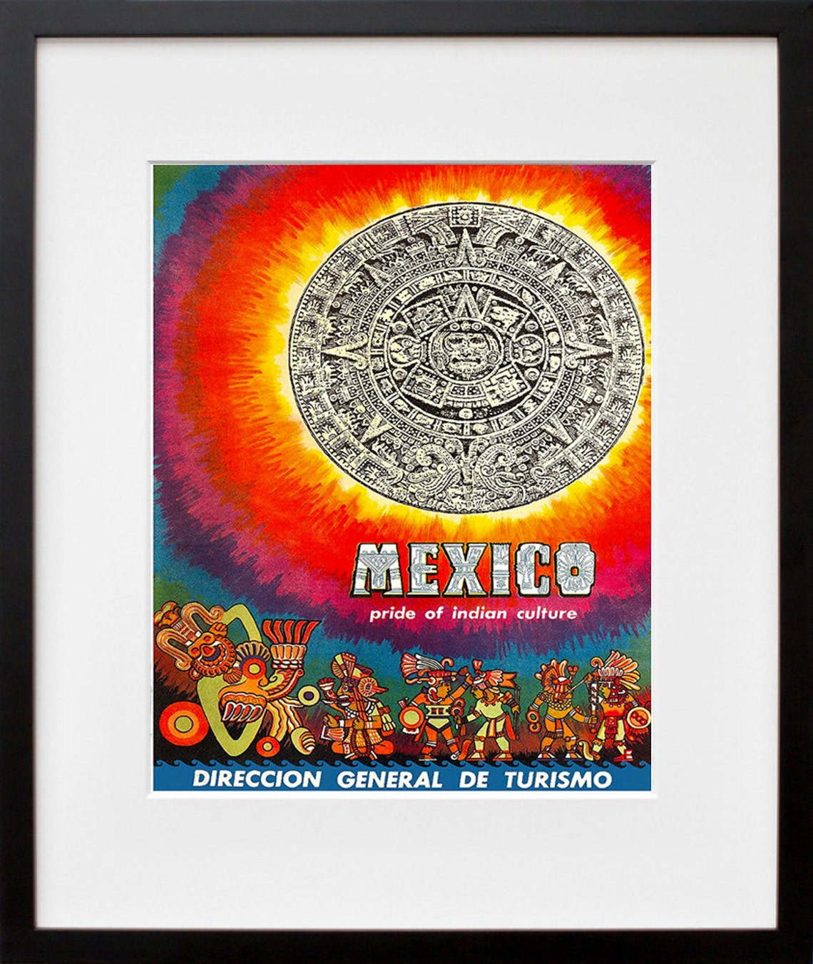 Mexico Aztec Sun Stone Warriors Vintage Tourism Poster Pride Art - Image 2
