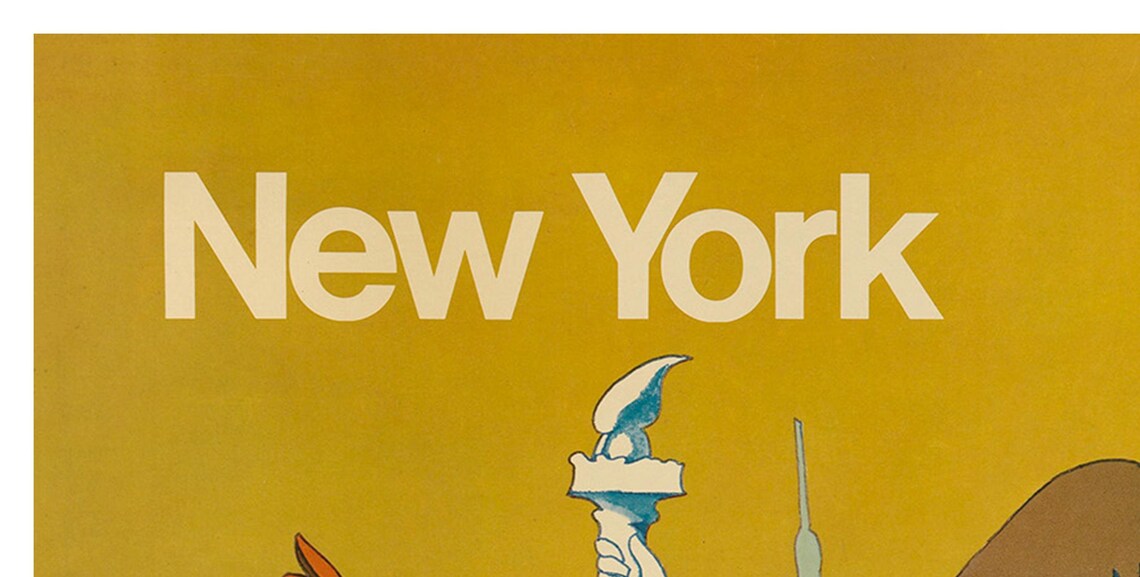 New York Greyhound Statue of Liberty Vintage Bus Travel Poster - Image 2