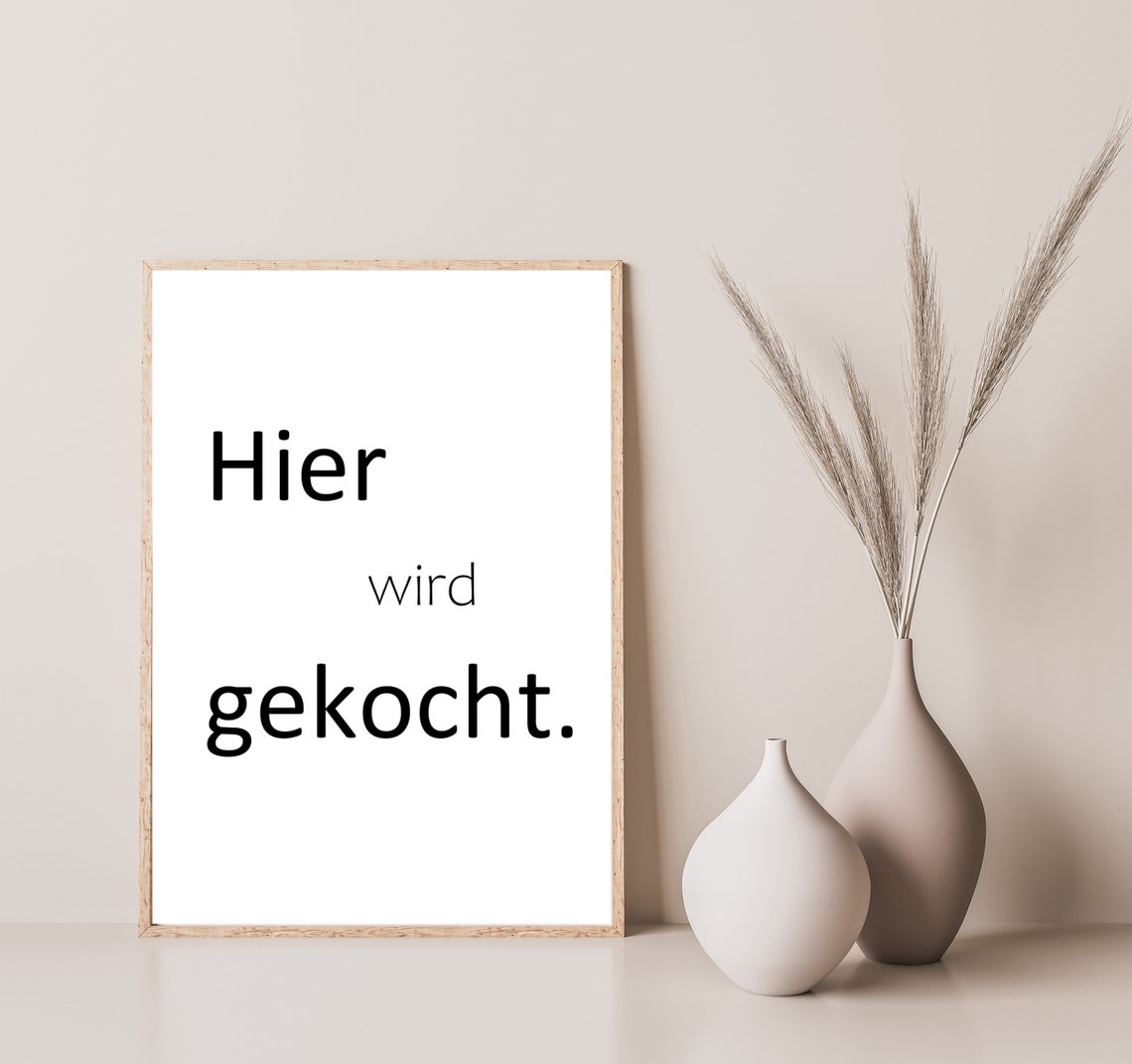 Hier Wird Gekocht German Kitchen Bold Typography Decor Poster