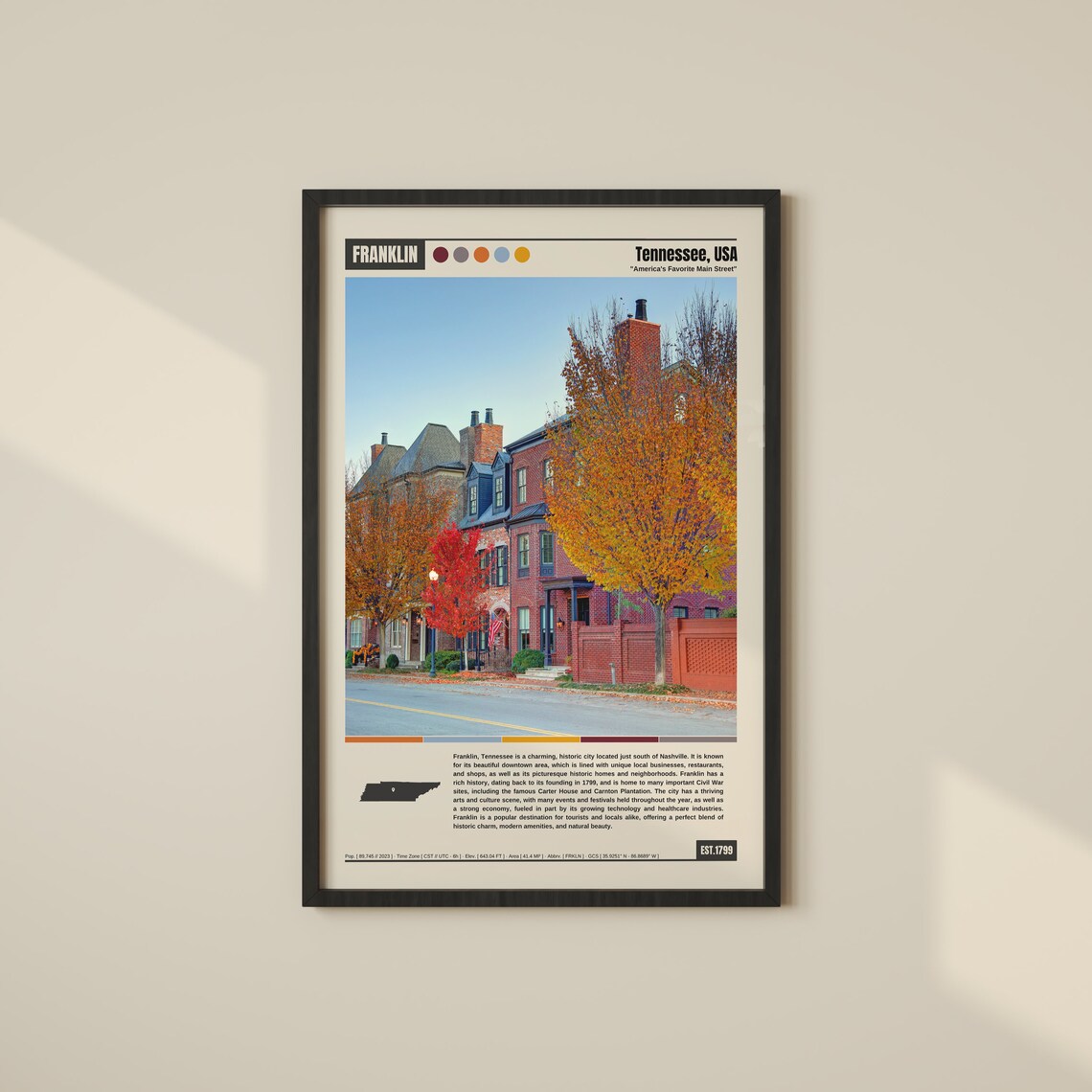 Franklin Tennessee America's Favorite Main Street Travel Poster