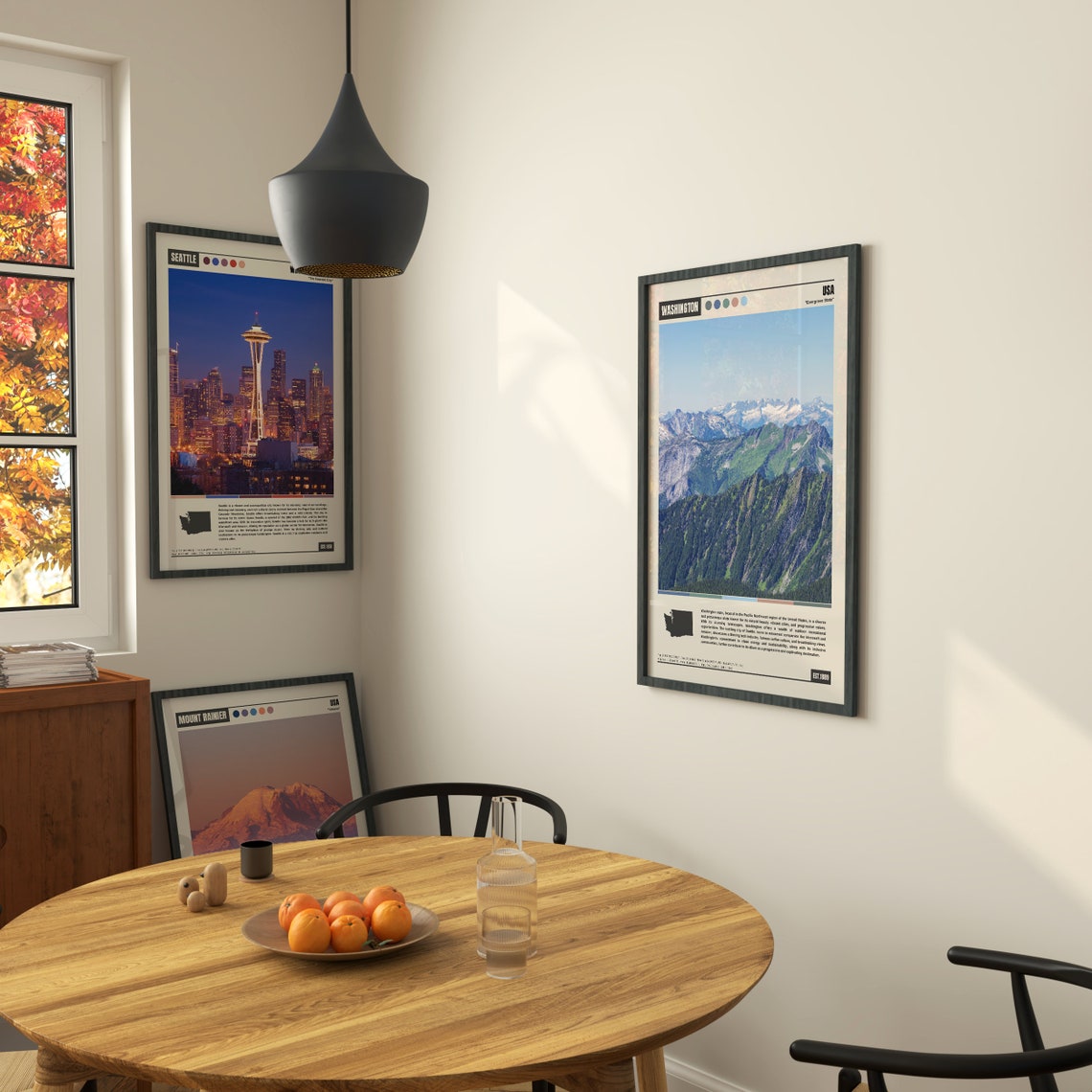 Washington Evergreen State Cascade Mountain Peaks Panorama Poster - Image 2