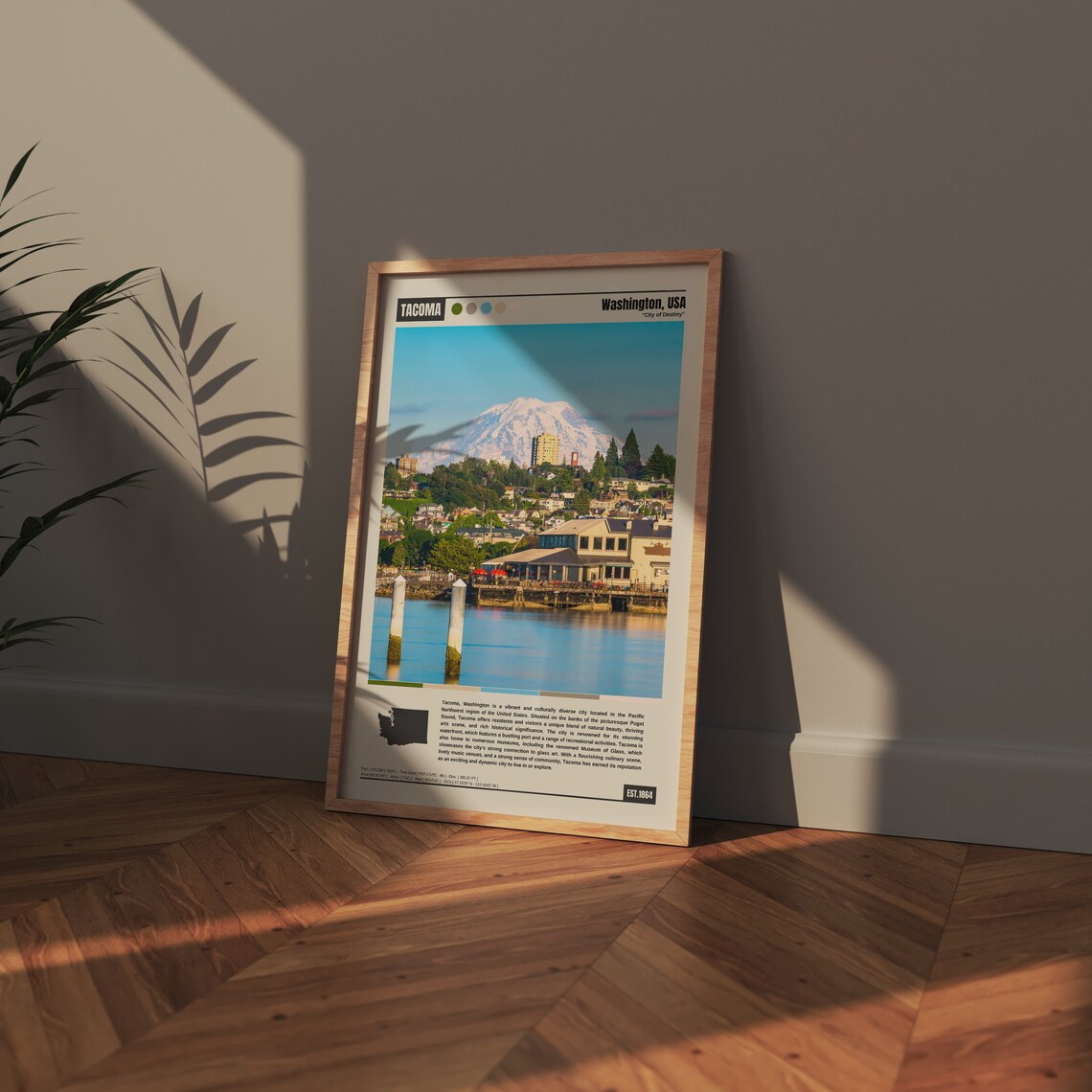 Tacoma Washington Waterfront City of Destiny Mt Rainier Travel Poster - Image 2