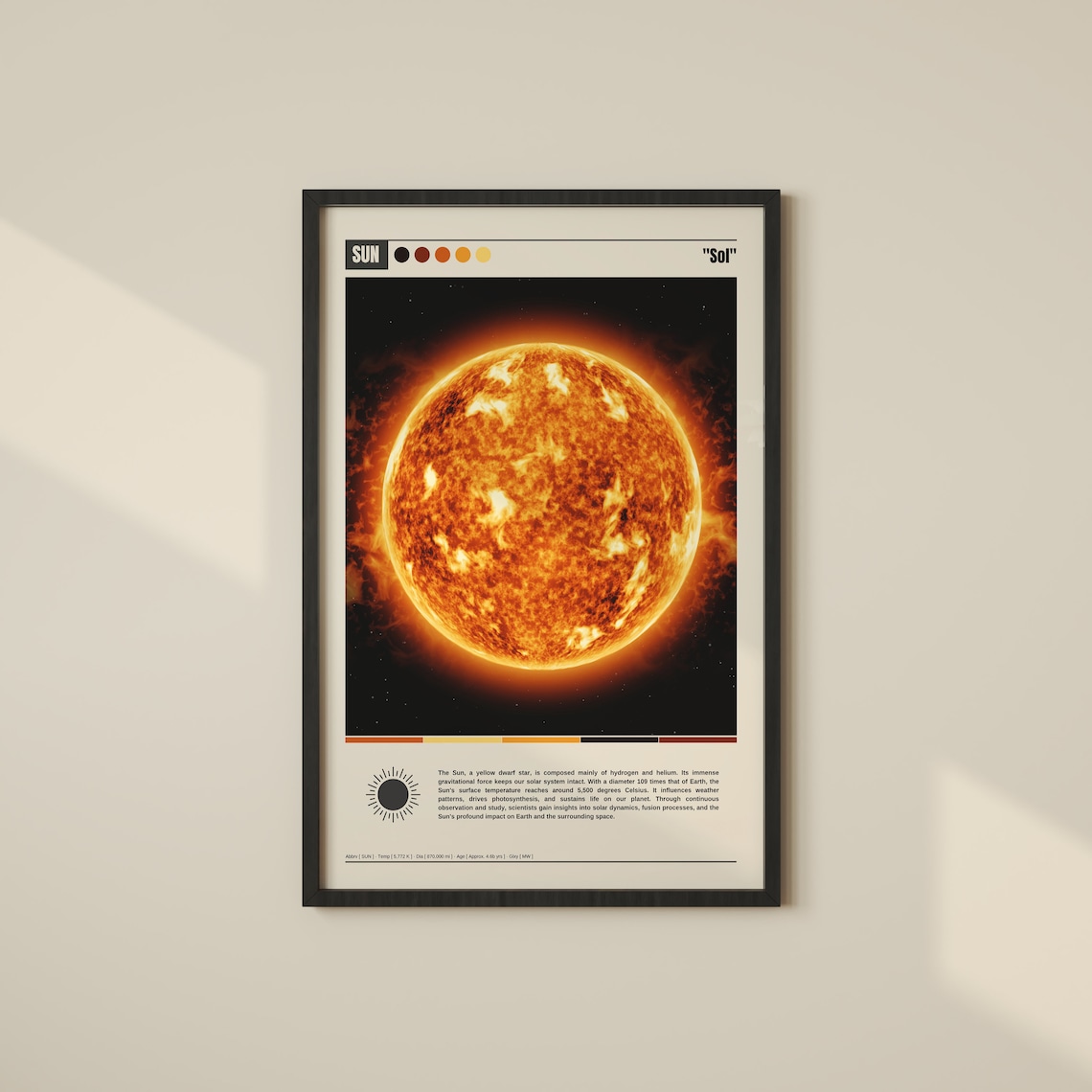 Sun Sol Fiery Yellow Dwarf Star Close Up Photography Space Poster