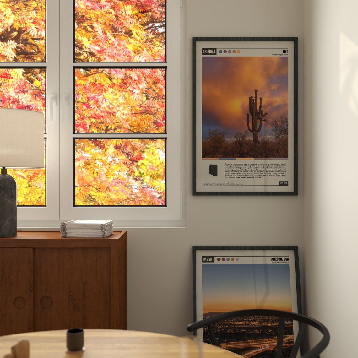 Mesa Arizona City Lights Dusk Panorama with Highway Glow Poster - Image 2