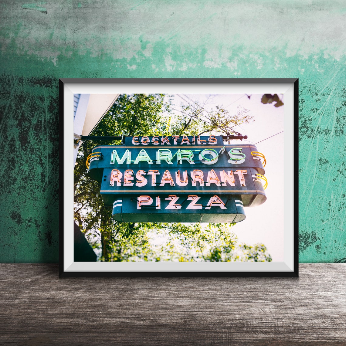 Marro's Restaurant Saugatuck Michigan Vintage Neon Pizza Sign Poster