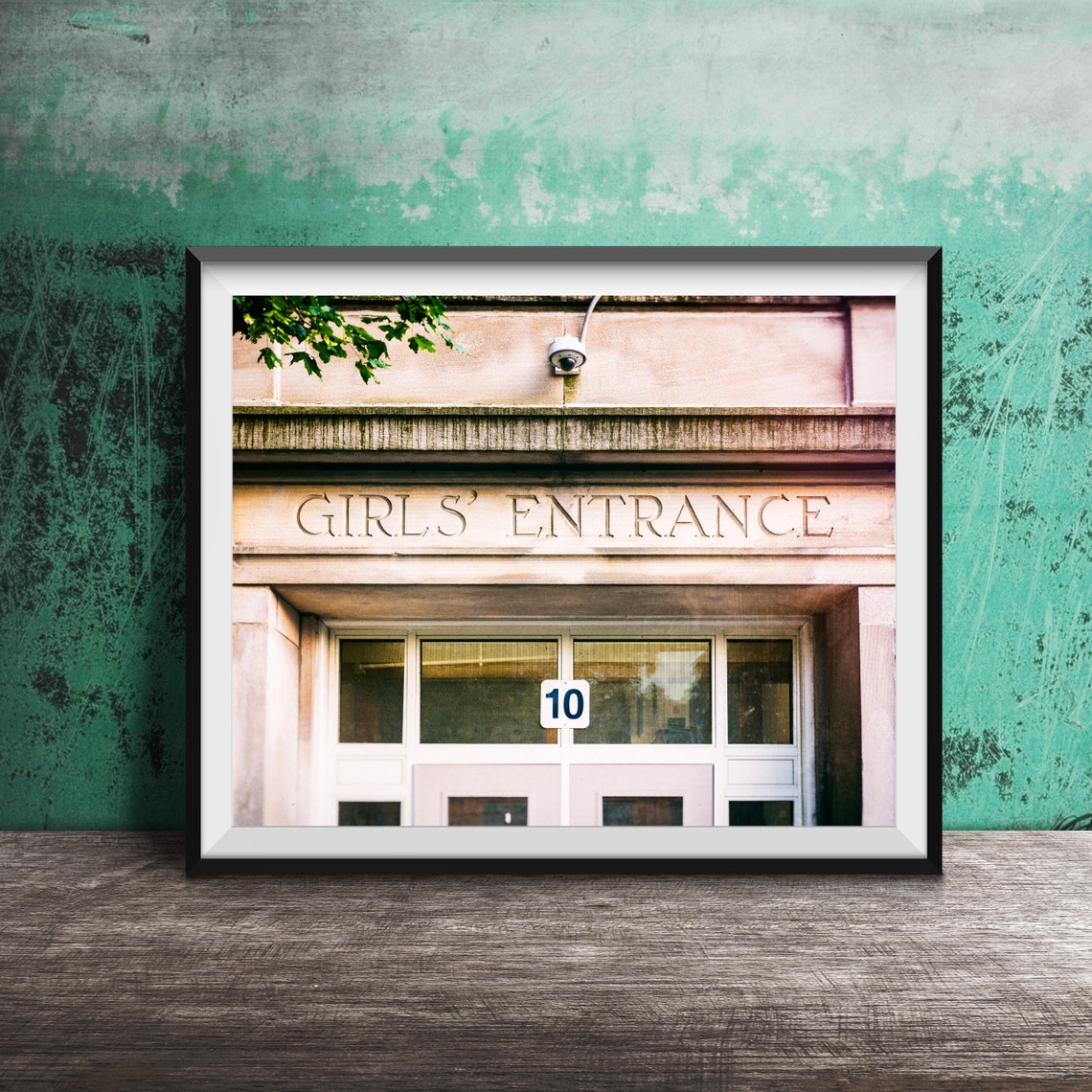 Girls' Entrance Vintage School Carved Stone Sign Photo Poster