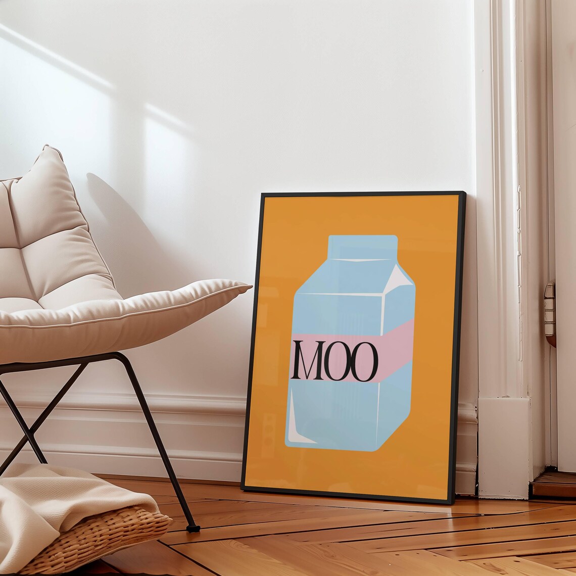 Retro Milk Carton, Modern Minimalist Kitchen Art - Image 3
