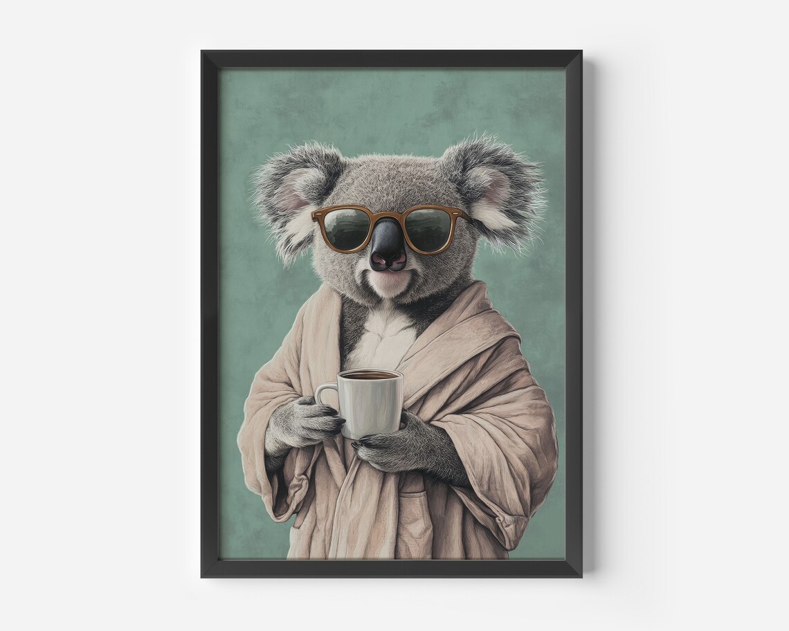 Koala Retro Animal Print, Living Room Wall Art