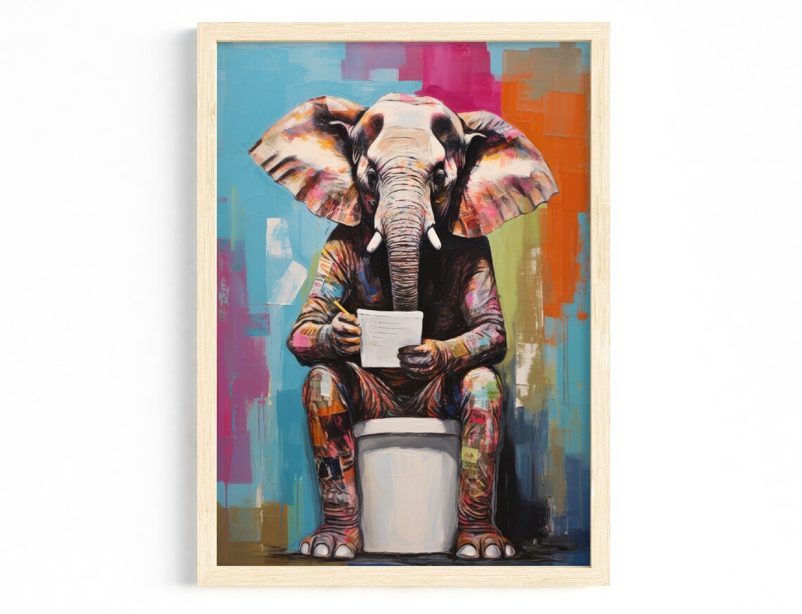 Funny Bathroom Decor Pop Art Animal Portrait