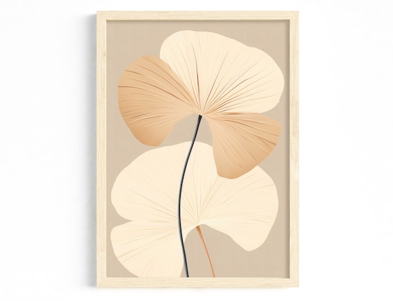Abstract Plant Art Beige Minimalism Living Room Modern Nature Poster Scandinavian Botanical Wall Decor