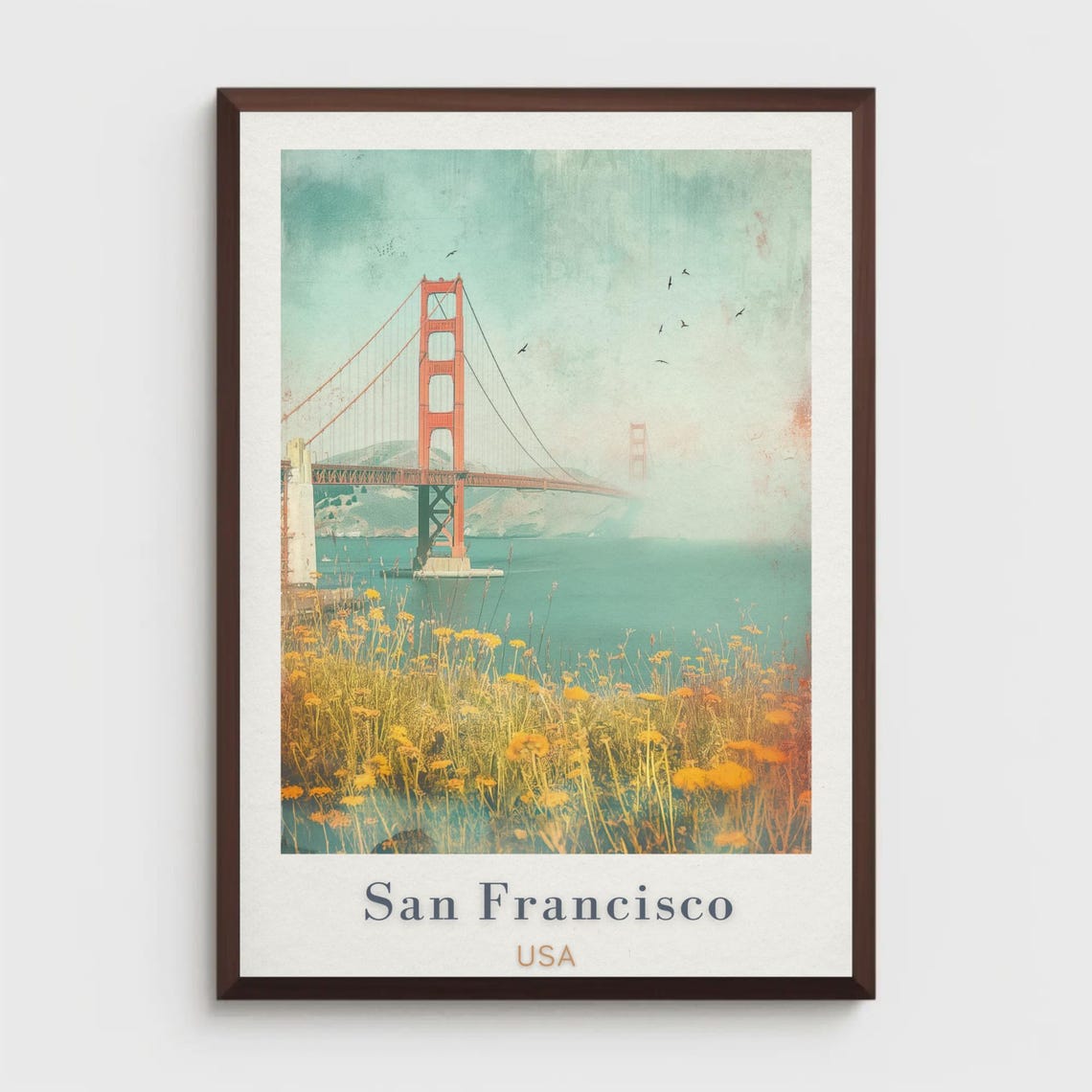 San Francisco Travel Poster Golden Gate Bridge Art Print