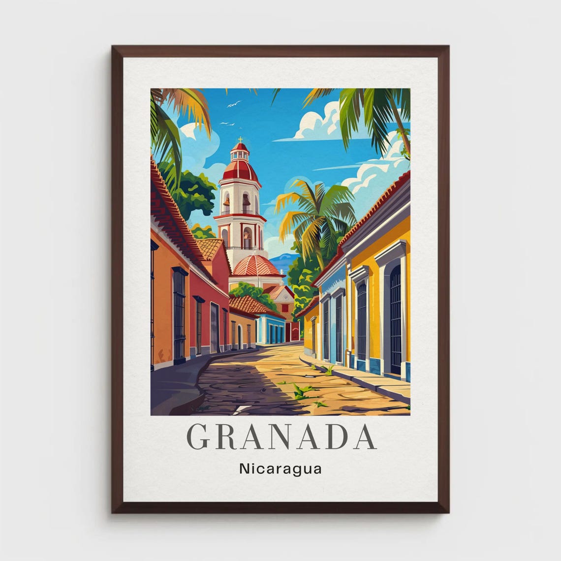 Granada Nicaragua Travel Poster Retro Wall Art Print