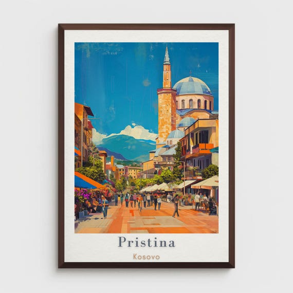 Pristina Kosovo Travel Poster Print Europe Wall Art