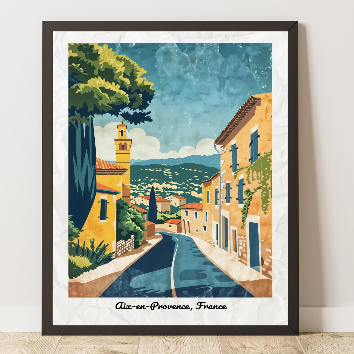 Aix-en-Provence France Vintage Travel Poster Old Town Street View