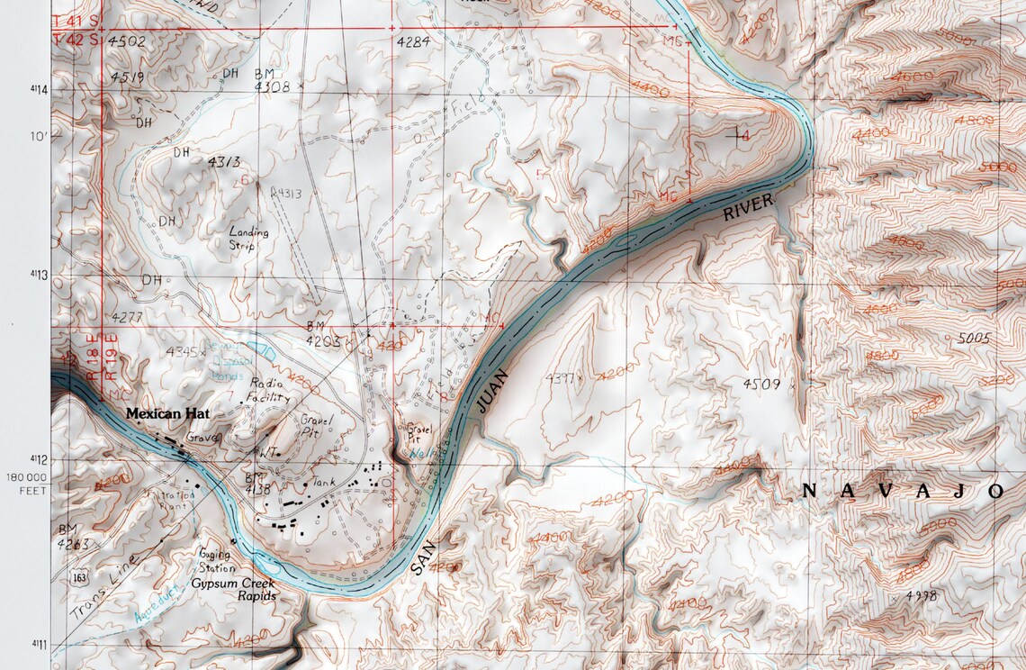 Mexican Hat Utah Vintage USGS Shaded Relief Topographic Map Poster - Image 2