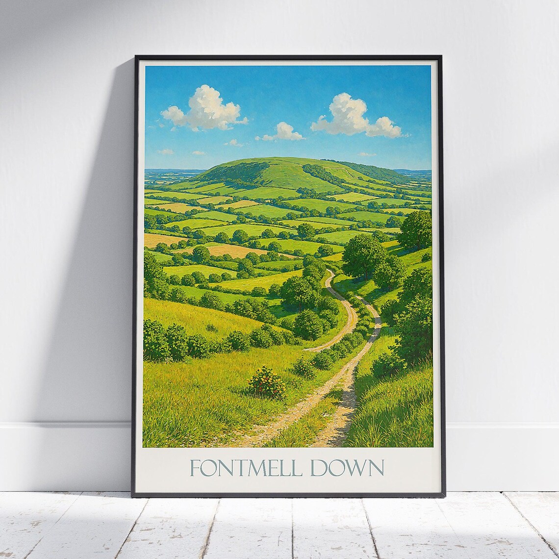 Fontmell Down Dorset English Countryside Rolling Hills Travel Poster