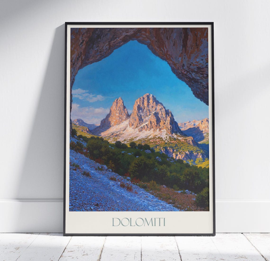 Dolomites Italy Natural Stone Rock Arch Mountain Peak View Poster