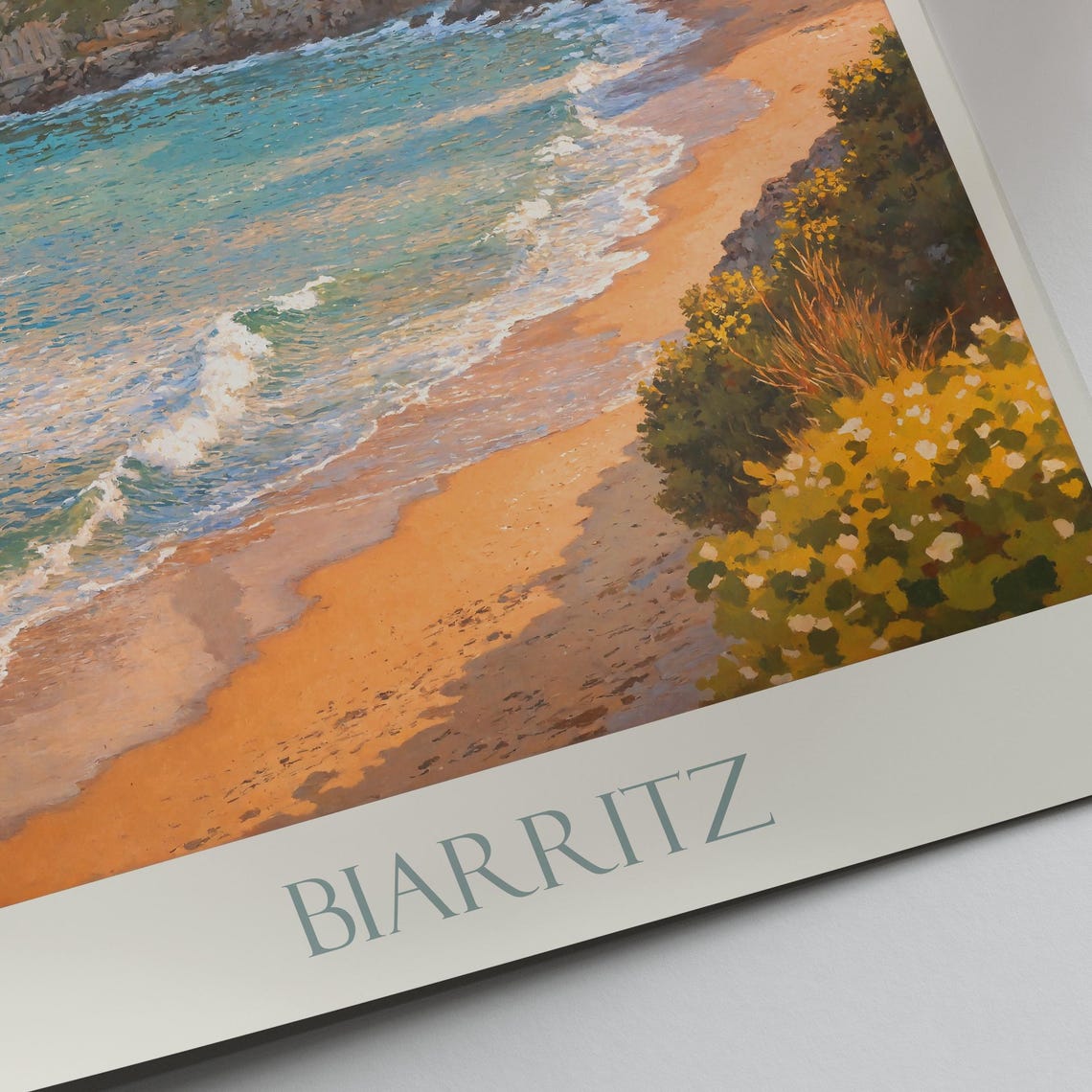 Biarritz France Lighthouse Cliffs Beach Painted Atlantic Coast Poster - Image 2