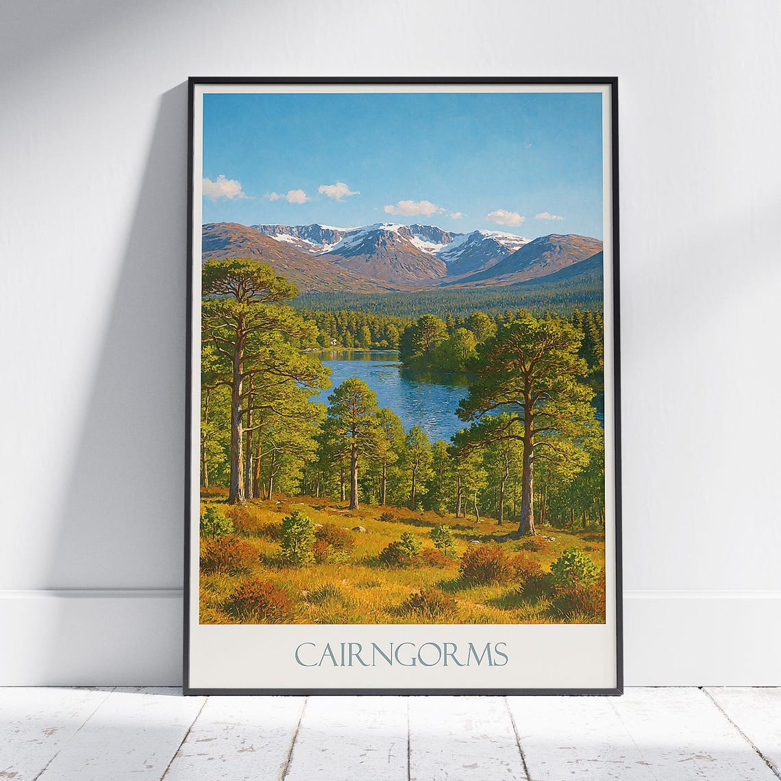 Cairngorms Scotland Mountain Lake Painterly Highland Travel Poster