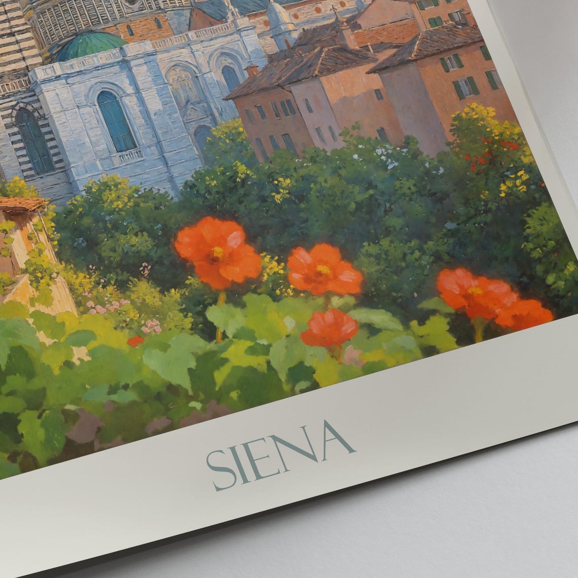 Siena Italy Duomo Cathedral Dome Red Poppies Painted Art Poster - Image 4