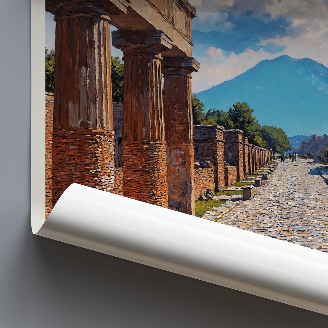 Pompeii Ancient Roman Ruins Vesuvius View Italy Travel Poster - Image 4