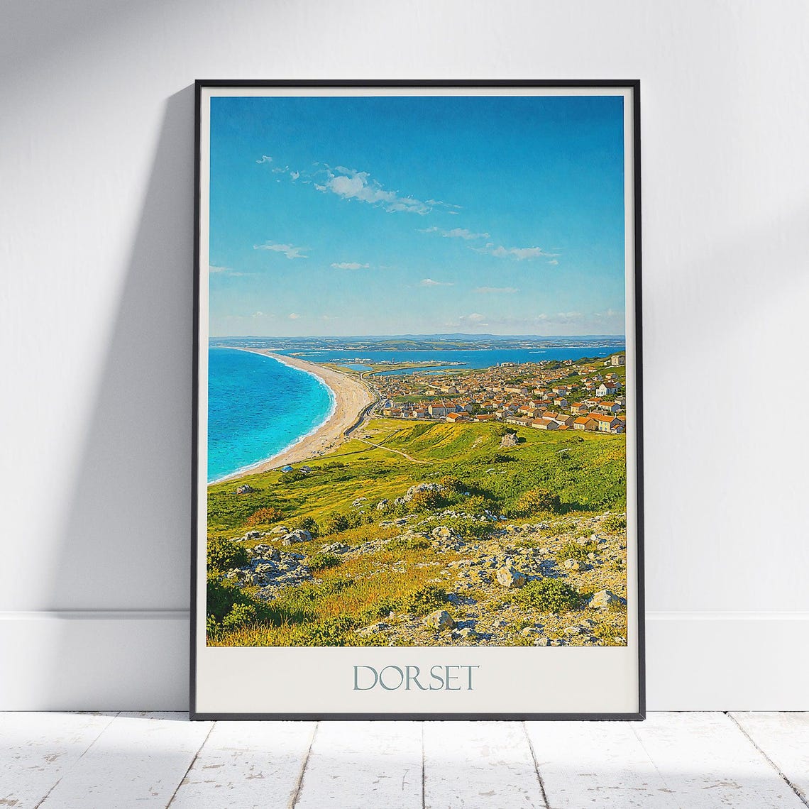 Dorset Coastal Panorama Beach Cliffs England Landscape Poster