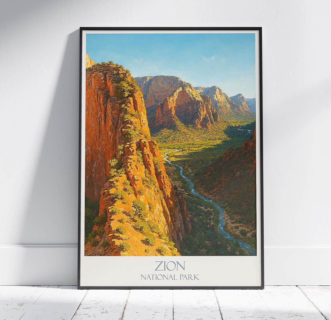 Zion National Park Red Rock Canyon River Desert Travel Art Poster