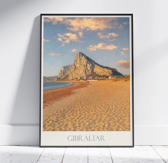 Gibraltar Travel Print Travel Poster Painted Wall Art Print Home Decor Framed Personalized Print Vacation Travel Gift