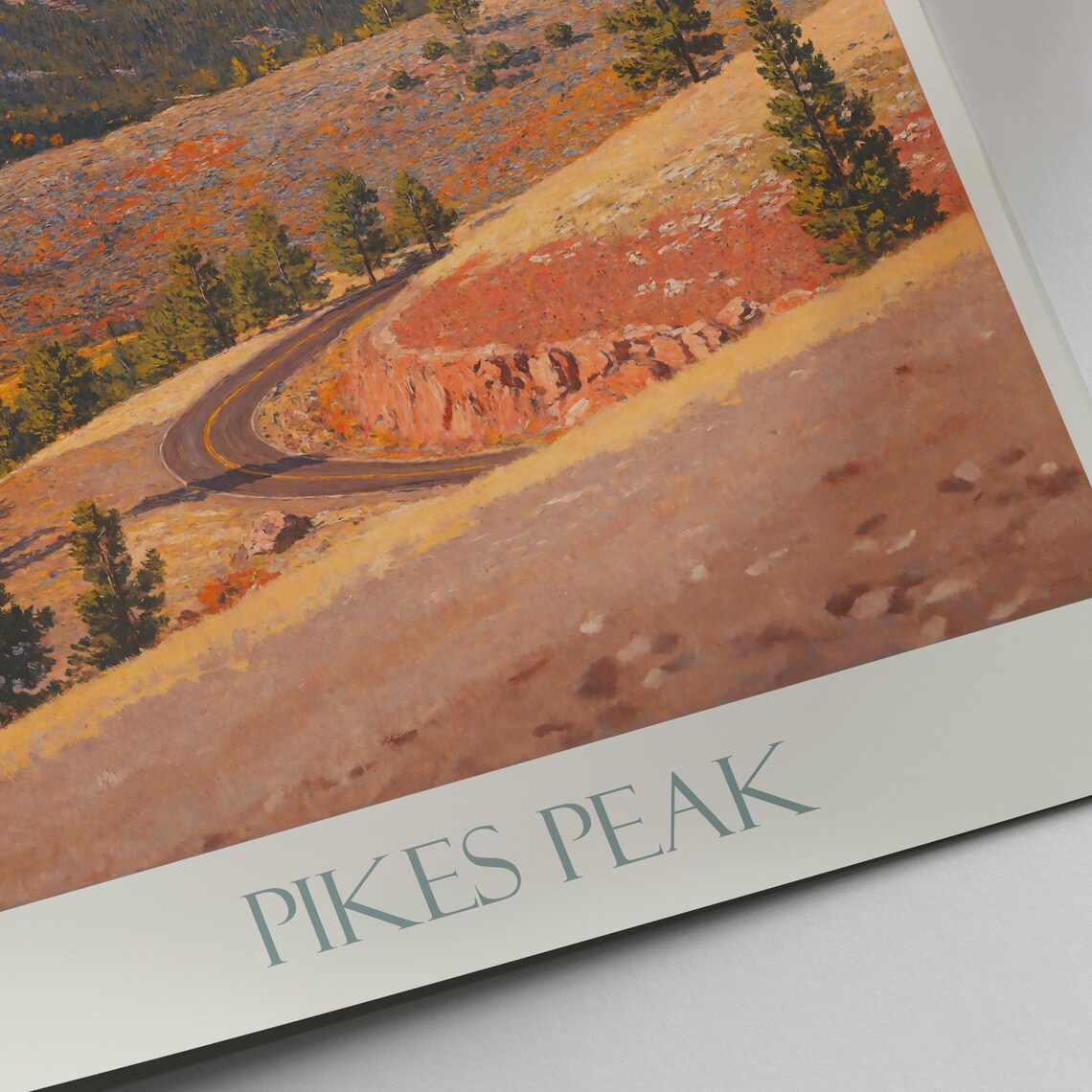 Pikes Peak Colorado Scenic Mountain Road Painted Travel Poster - Image 2