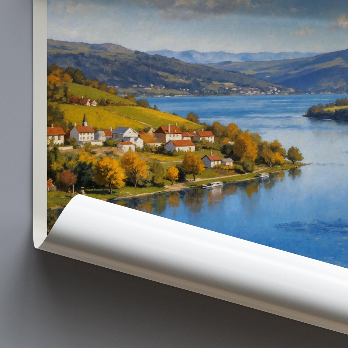 Finger Lakes New York Vineyard Landscape Painted Travel Poster - Image 3