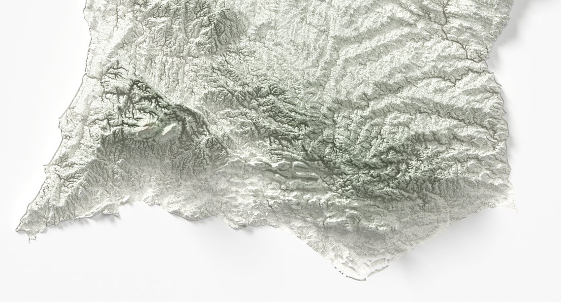 Portugal Plain Minimalist Topographic Relief Map White Poster - Image 3