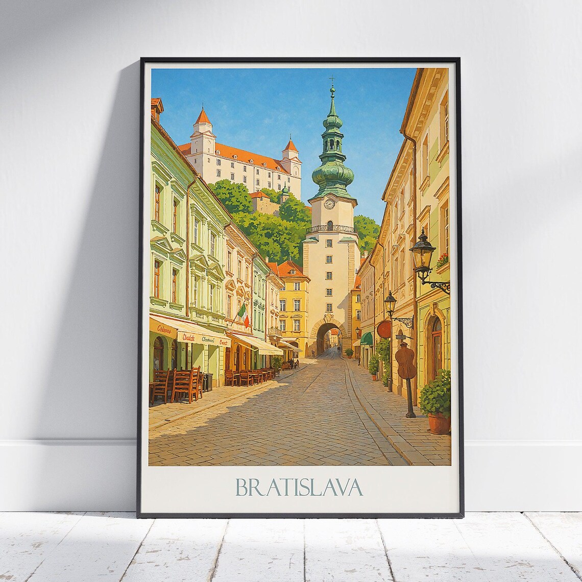 Bratislava Slovakia Michael's Gate Old Town Street Vintage Travel Poster