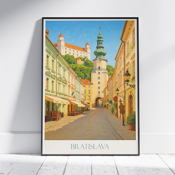 Bratislava Slovakia Michael's Gate Old Town Street Vintage Travel Poster