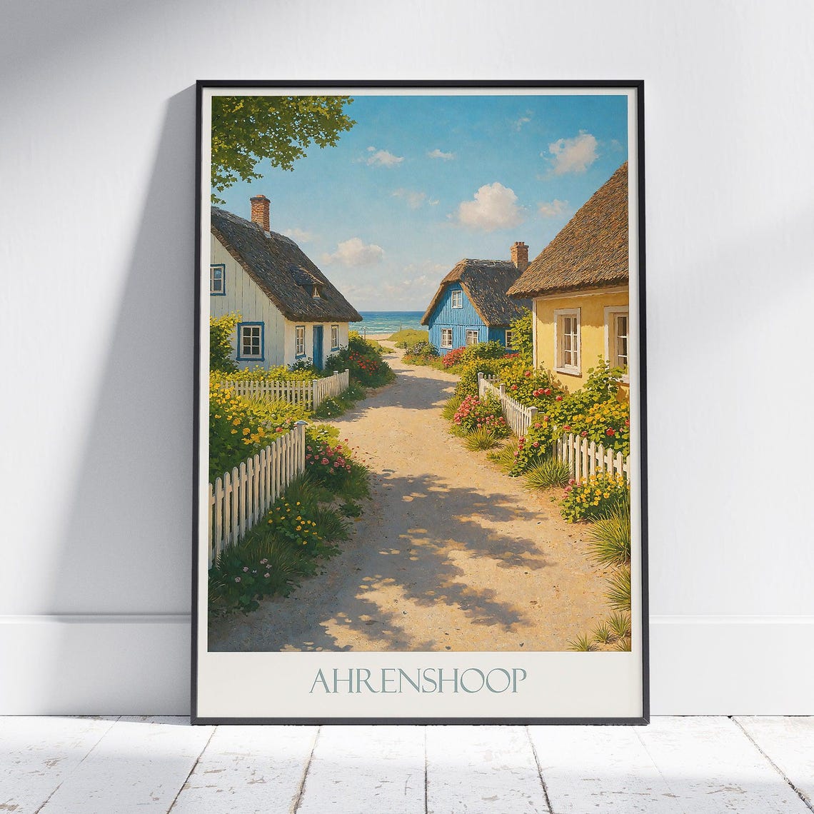 Ahrenshoop Germany Baltic Village Lane Cottages Travel Poster