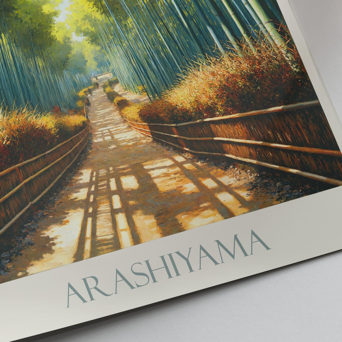 Arashiyama Kyoto Japan Towering Bamboo Grove Path Painted Poster - Image 3